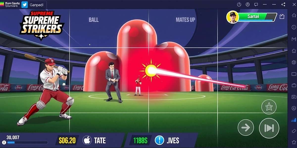 Supreme Strikers batting gameplay showing swipe controls